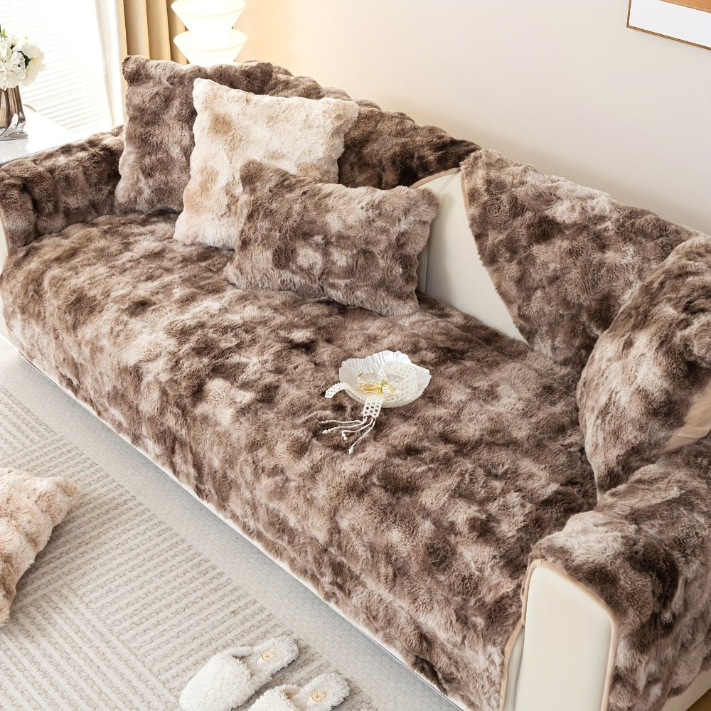 Plush Sofa Cover Faux Lamb Thick Fluffy Couch Slipcover Pet Friendly Machine Washable Gradient Color Polyester Furniture Protector for Armchair Single Double Triple Sofa Living Roo - product image 55