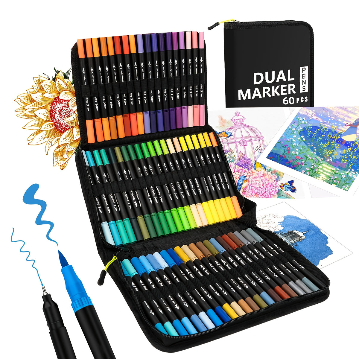 32/60+17/100/100+17/172 Colors Dual Tip Artist Alcohol Markers Set with Carrying Case, for Drawing, Sketching, Card Making and Illustration - Perfect for - product image 8
