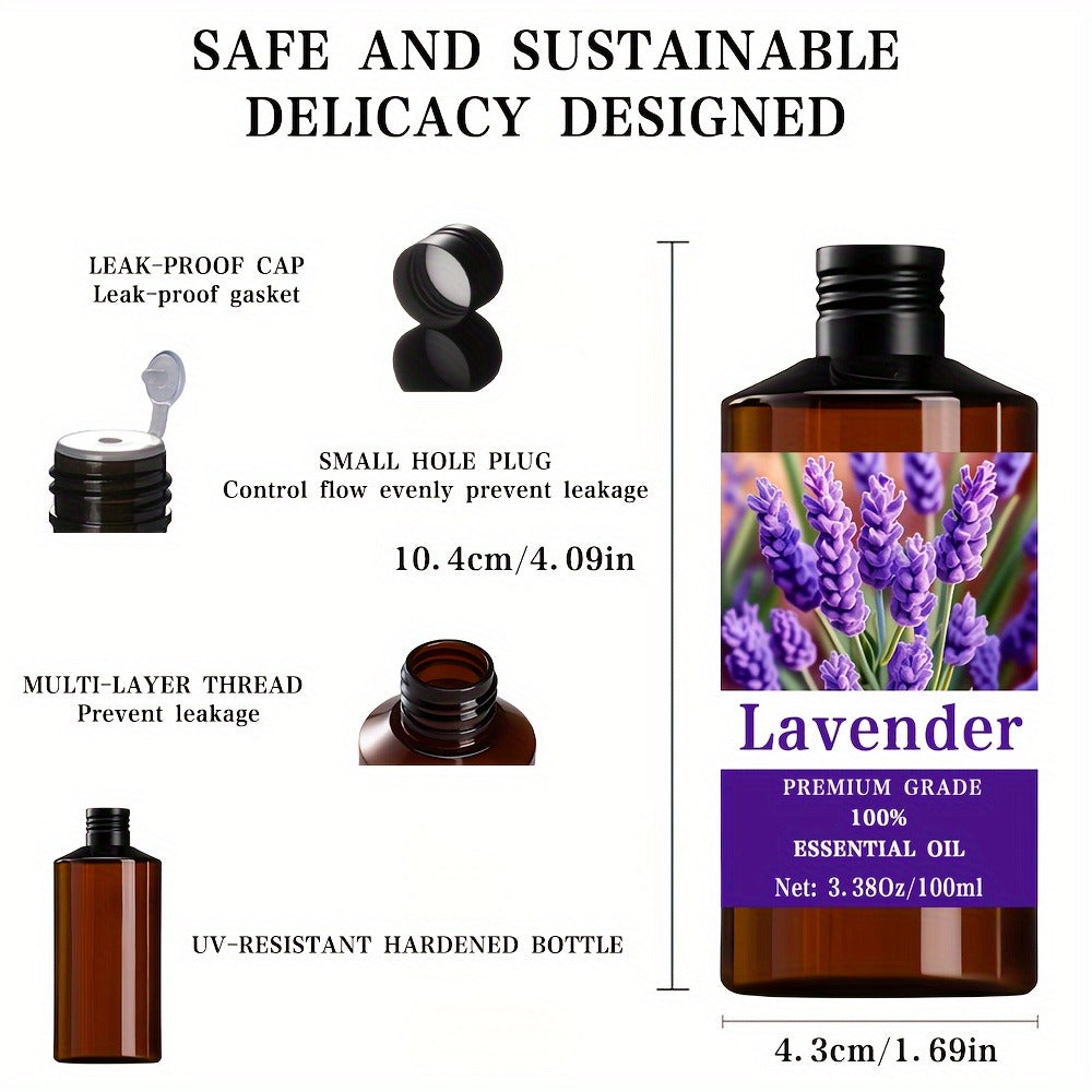 Lavender Essential Oil 100ml 100% Pure Natural — Sleep Aid Relaxation Stress Relief Aromatherapy Diffuser Massage Nail Hair Skin Care Calming Herbal Scent Gift Men Women 3.38oz - product image 5