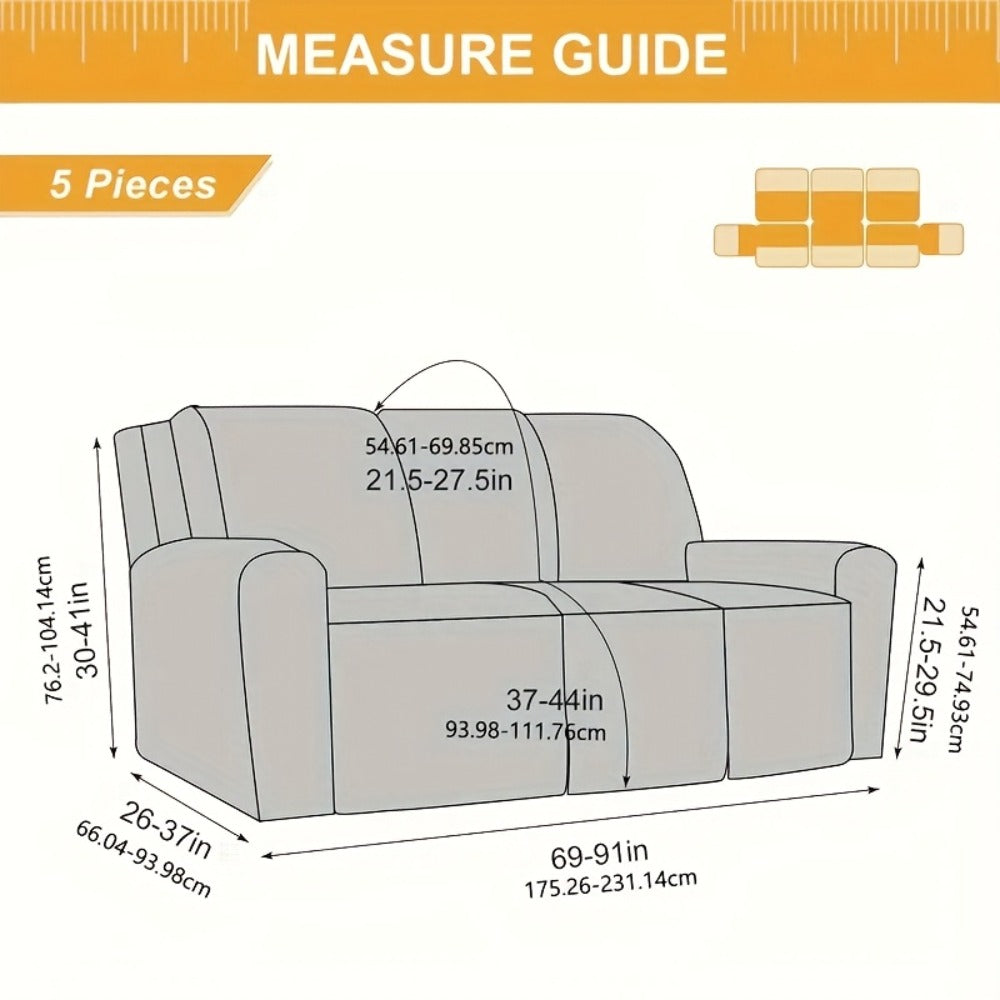 Chenille Recliner Sofa Cover 3 Seater High Stretch Thickened Hooked Fabric - Machine Washable Wear Resistant Couch Slipcover | Sand Color Light Grey Chocolate | Living Room Bedroom - product image 4