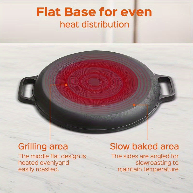 3 pcs Cast Iron Pan, Pre Seasoned, Multifunctional, Non-Stick, for Pizza Lovers, for Home Kitchens, Outdoor Cooking, Durable, Even-Heating, Versatile - product image 12