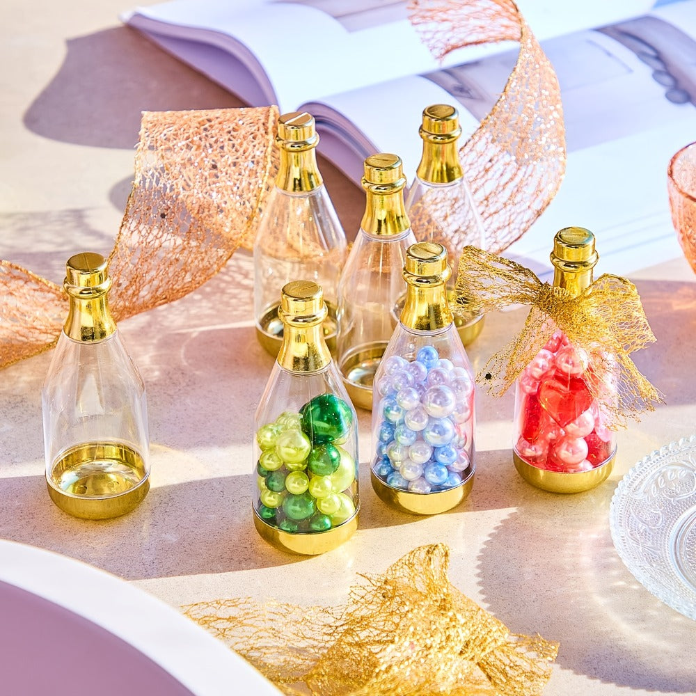 Mini Champagne Bottles Party Favors 36-Piece | DIY Candy Bottles Clear Golden Plastic Containers for Baby Shower Bridal Shower Wedding Birthday Gifts - product image 8