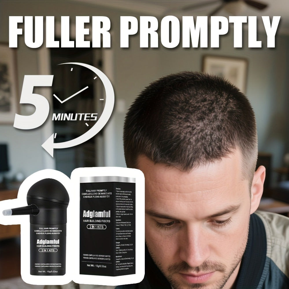 Hair Building Fibers for Thinning Hair 2-in-1 Kit 15g - Instant 1-Second Adsorption Natural Invisible Hair Loss Concealer for Men & Women | Covers Bald Spots & Gray | 4 Shades - product image 2