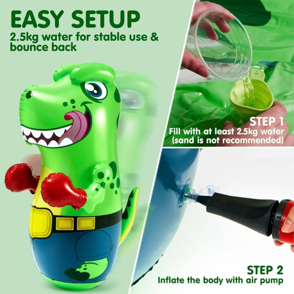 Inflatable Dinosaur Punching Bag for Kids 47 Inch | Best Birthday Christmas Gift for Boys | T-Rex Blow Up Bouncing Back Bopper, Water Base Bop Bag for Indoor - product image 6