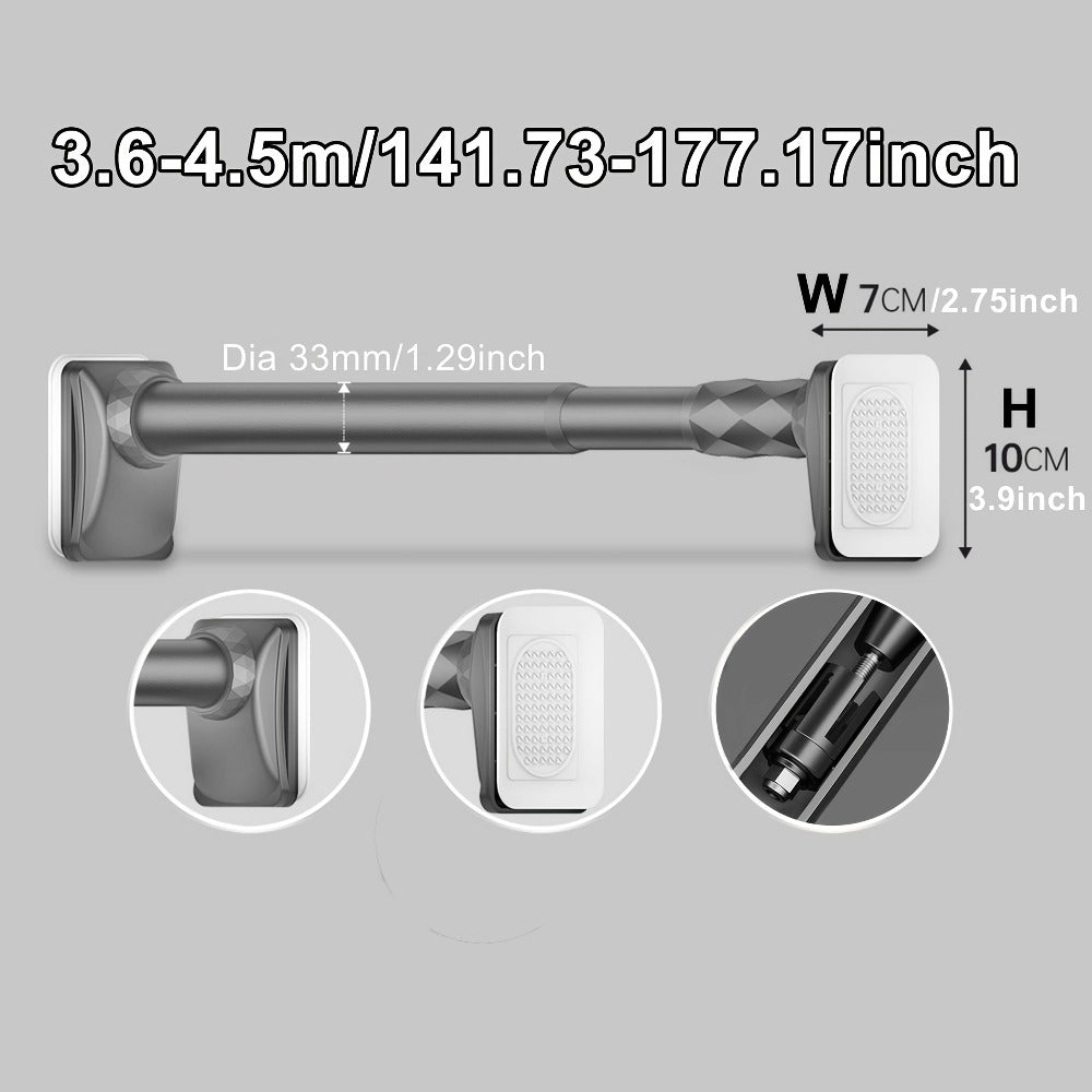 Telescopic Curtain Rod No Drill 15.75"-196.85" Adjustable Shower Curtain Rod 33mm for Large Windows - product image 37
