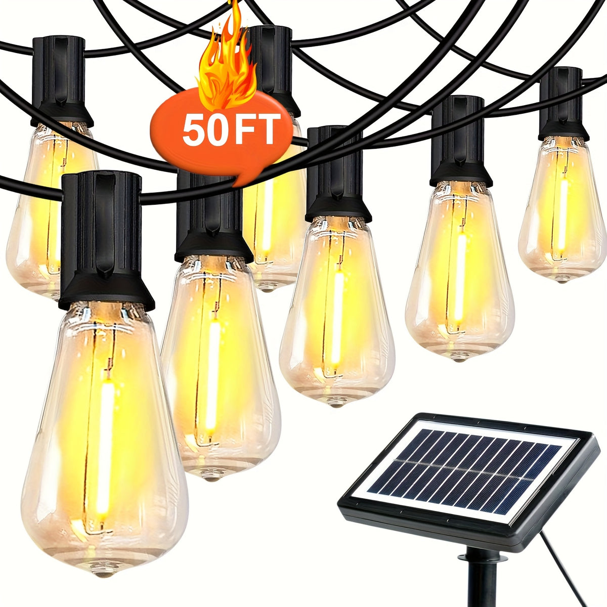 100ft/50ft Waterproof LED String Lights with Shatterproof ST38, Dimmable Outdoor Lights Suitable for Yard, Pool, Camping, Wedding & Garden Decor, 4 Mode - product image