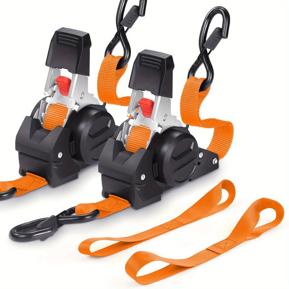 Retractable Ratchet Straps with Extension Strap – Heavy Duty Auto Self-Retracting Tie Down Cargo Straps for Truck Trailer Motorcycle Moving & Appliances - product image 13