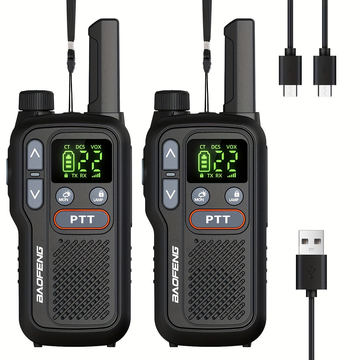 FRS Two Way Radio Rechargeable | BAOFENG BF-T18 Walkie Talkies Long Range with NOAA Weather Alert | VOX Hands-Free | 1500mAh USB-C Battery | LED Flashlight - product image