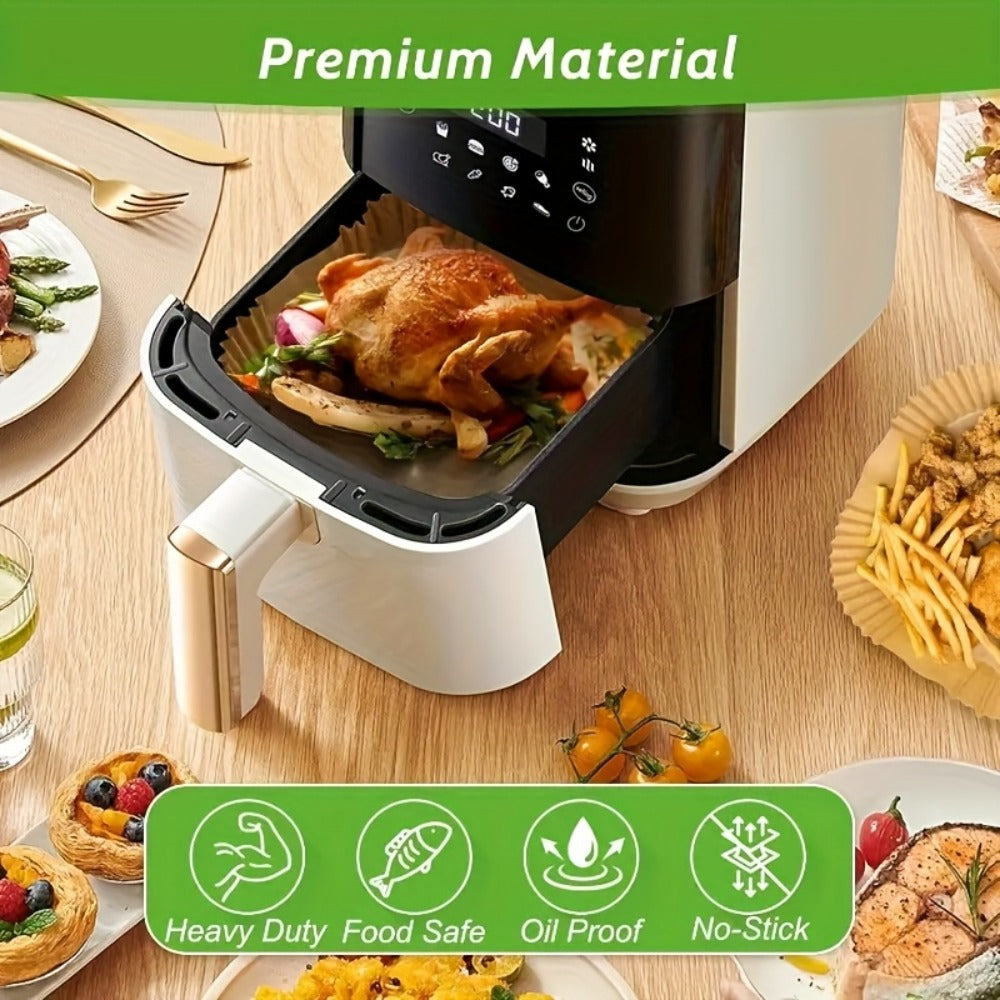 Air Fryer Parchment Paper Liners 250pcs - Non-Stick Disposable Square Liner Sheets for 5-8QT Air Fryer Basket Baking Roasting Microwave Unbleached - product image 2