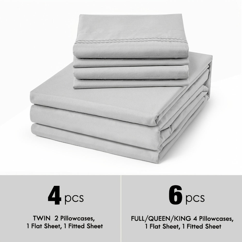 Bed Sheet Set Deep Pocket Soft Microfiber - Fitted Sheet Flat Sheet & Pillowcases Twin Full Queen King - Cooling Breathable Fade Resistant Sheets for Daily Use Dorms Guest Rooms - product image 17