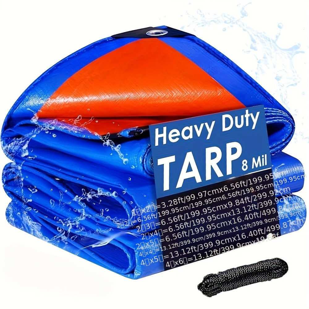 Heavy Duty Tarp Waterproof UV Resistant Tarpaulin – Thickened PE Double-Sided Blue Orange Rainproof Sun Shade Cover with Grommets & Rope for Outdoor Camping Garden Vehicle Boat Pro - product image 4