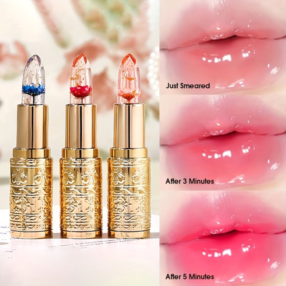 Color Changing Lip Gloss Set 3 Pcs — Temperature Magic Pink Tint Crystal Jelly Balm & Lipstick, Plant Squalane Moisturizing Hydrating Lip Makeup, Valentine's Day Christmas Birthday - product image 7