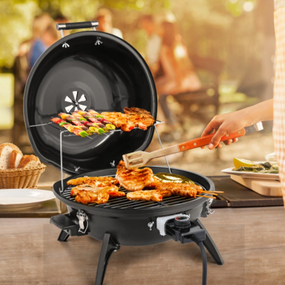 Electric Indoor Grill Smokeless Vertical Design 1.12 SqFt Griddle Warming Rack Adjustable Temp 200-425F Pull-Out Drip Pan 304 Stainless Steel for Steak BBQ Panini Camping - product image