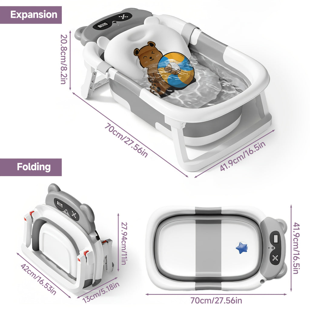 Foldable Bathtub, Foldable Baby Bathtub With Soft Cushion and Thermometer, Non-slip, Portable Travel Bathtub, Includes Soft Floatation Cushion, Durable and - product image 2