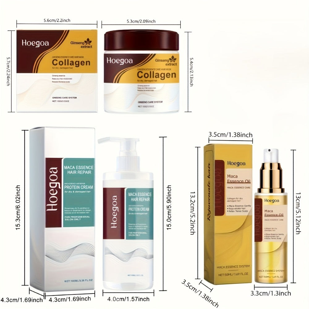 Collagen Hair Care Gift Set 3-Piece with Scalp Massage Brush - Hair Mask Keratin Conditioner Argan Rosemary Essential Oil Repairs Damaged Dry Hair Moisturizing Strengthening for Wo - product image 5