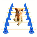 Height Adjustable Hurdle Cones & Weave Poles Obstacle Course Kit with Storage Bag for Dogs of All Sizes, 18 Poles + 12 Barrels – Dog Agility Training Set - product image