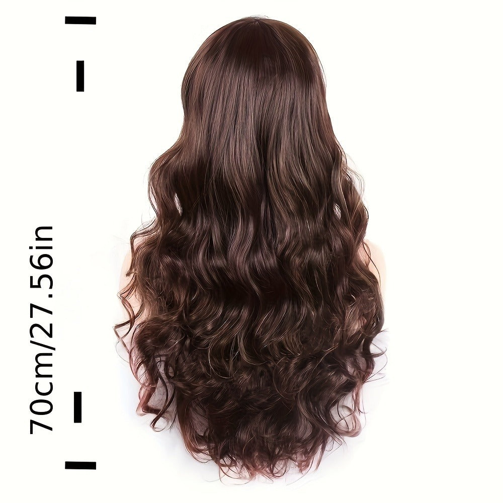 Headband Wig Curly Hair 28 Inch Long Wavy Big Wave Dark Brown Black Synthetic Heat Resistant | Fluffy Pompadour Party Wedding Cosplay Slip On Women Wig - product image 5