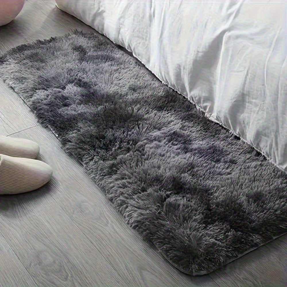 Tie-Dye Knotted Fluffy Mat Super Soft Thickened – Cozy Indoor Area Rug for Living Room, Bedroom & Office, Stylish Floor Covering 15.74x47.24 in – Dark Gray, Light Grey, Pink, White - product image