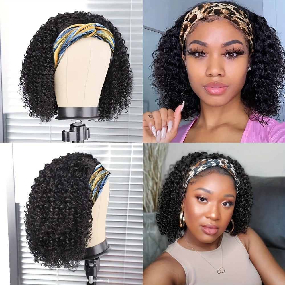 Headband Wig Human Hair Short Curly Pixie 14 Inch No Glue No Lace Glueless Wear and Go Natural Black Beginner Friendly for Women Daily Wear Travel Work Easy Install - product image 9