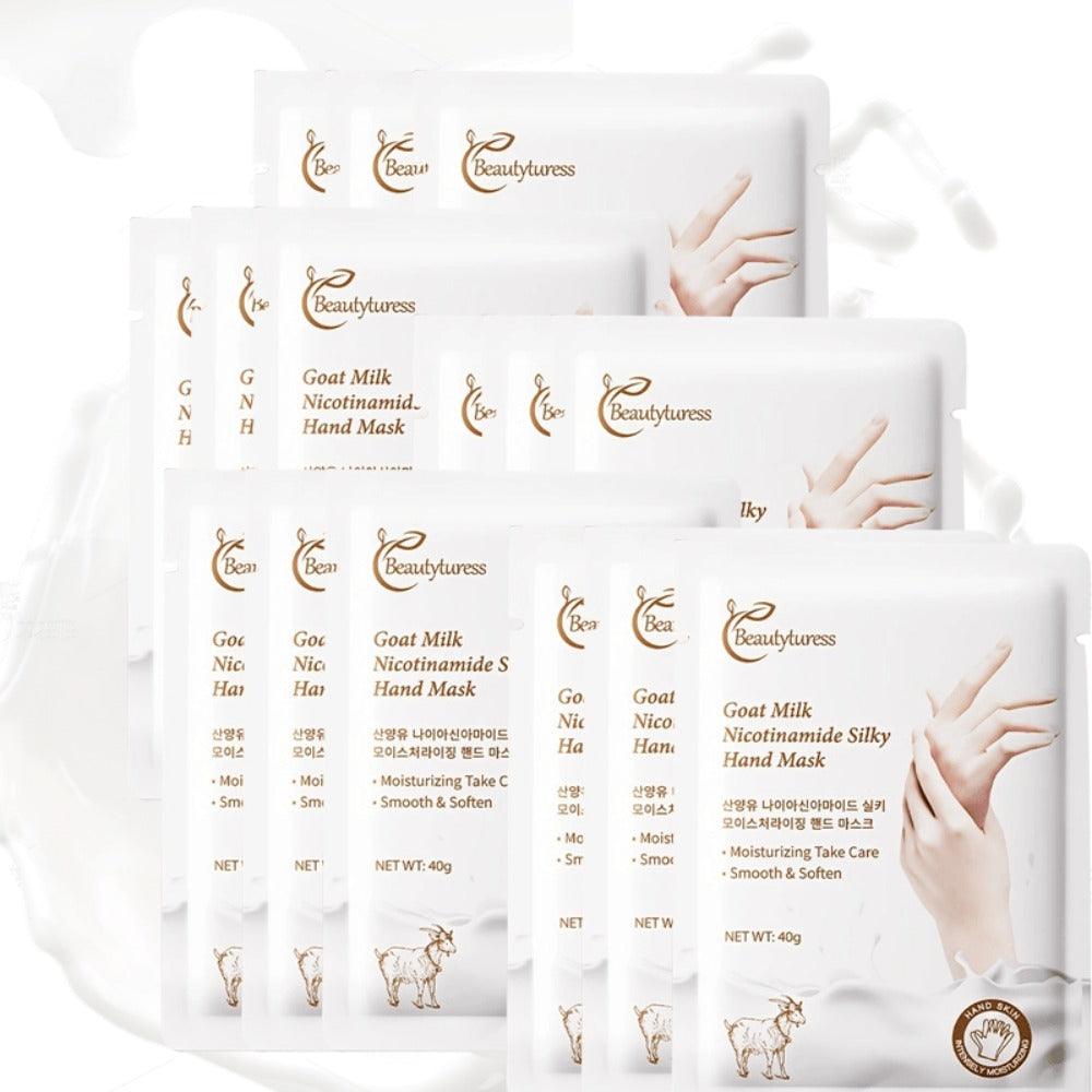 Moisturizing Hand Mask Gloves 20 Pairs with Niacinamide, Goat Milk & Glycerin | Brightening Deep Hydration Spa Treatment for Dry Rough Cracked Hands | Hypoallergenic Fragrance-Free - product image 4