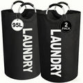 Laundry Basket 2pcs Large Foldable 25.1 Gallon, Collapsible Elevated Hamper with Half-Ring Handles for Bedroom, Bathroom & Laundry Room, Multiple Color Options - product image 24