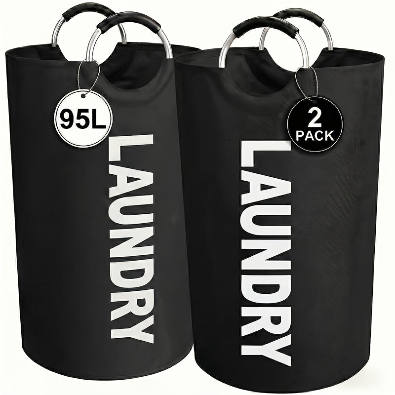 Laundry Basket 2pcs Large Foldable 25.1 Gallon, Collapsible Elevated Hamper with Half-Ring Handles for Bedroom, Bathroom & Laundry Room, Multiple Color Options - product image 24