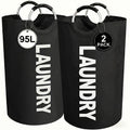 2pcs Large Laundry Basket | Foldable, Elevated, High Quality With Half Ring Handle Design | Brand: Moonrise - product image 3
