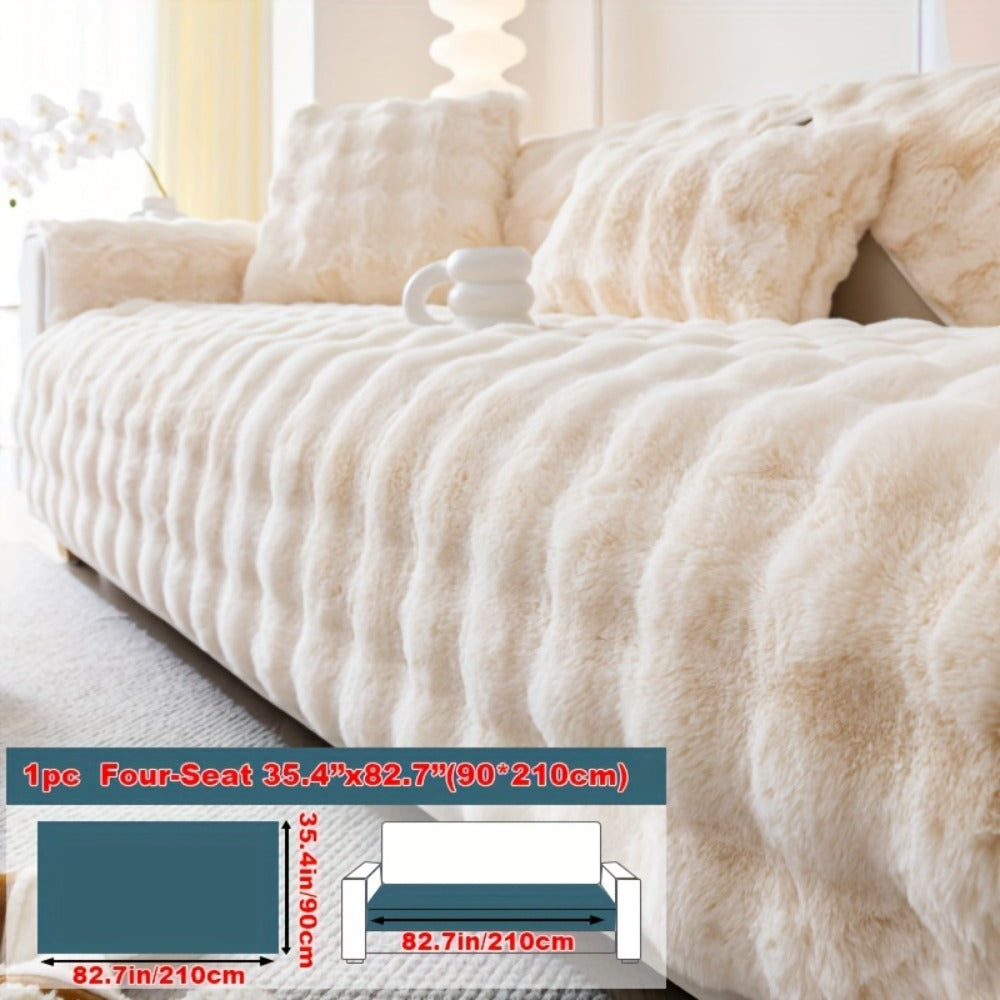 Faux Rabbit Plush Sofa Cover Winter Warm Thickened Anti-Slip Pet Friendly Cushion Protector for Living Room Bedroom Office 1 2 3 4 Seater - product image 43