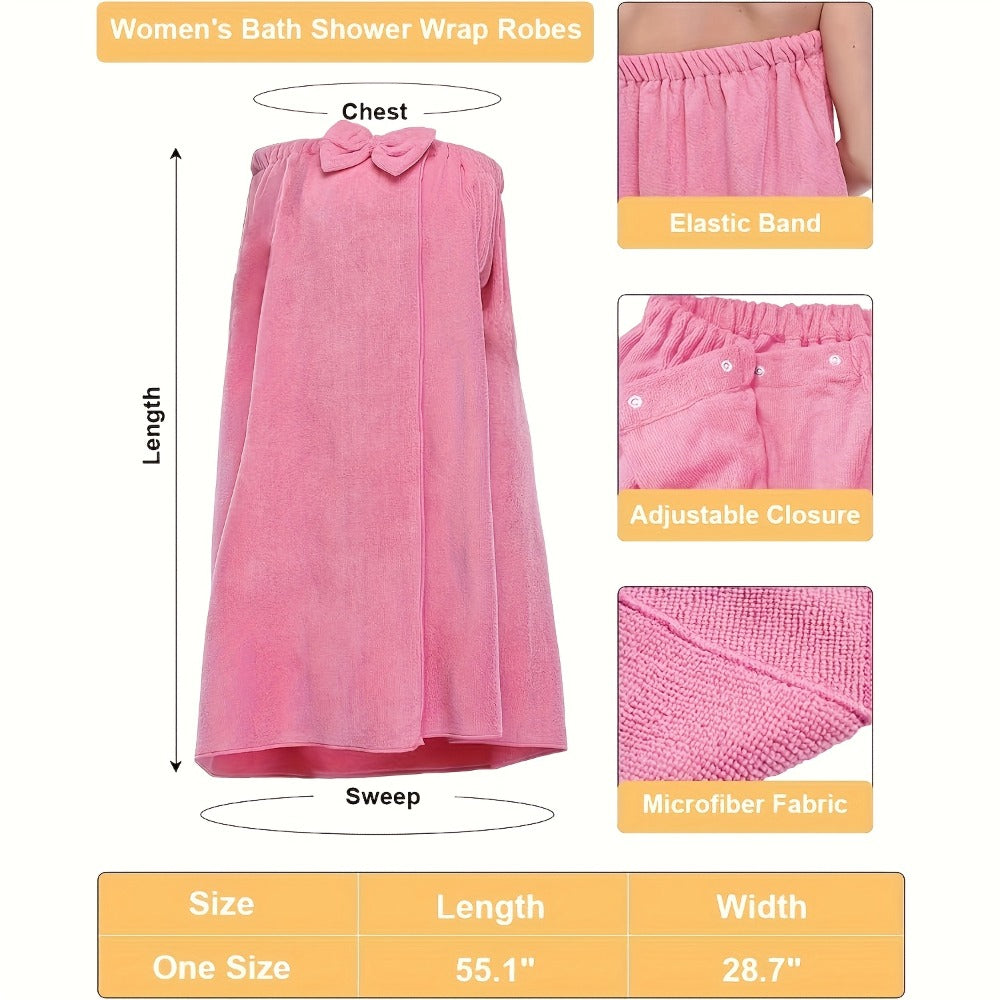 Women's Bath Wrap Towel Robe – Lightweight 250gsm Microfiber Shower Spa Bathrobe with Adjustable Closure One Size Fits Most - product image 4