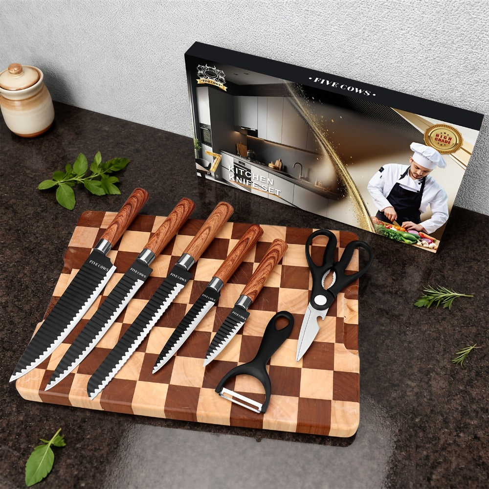 Hand Forged Chef Knife Set with Knife Rack Butcher Knife Bone Cutter Meat Cleaver Vegetable Chopper Kitchen Knife Set for Cooking Camping BBQ Outdoor Hunting Holiday Gift - product image