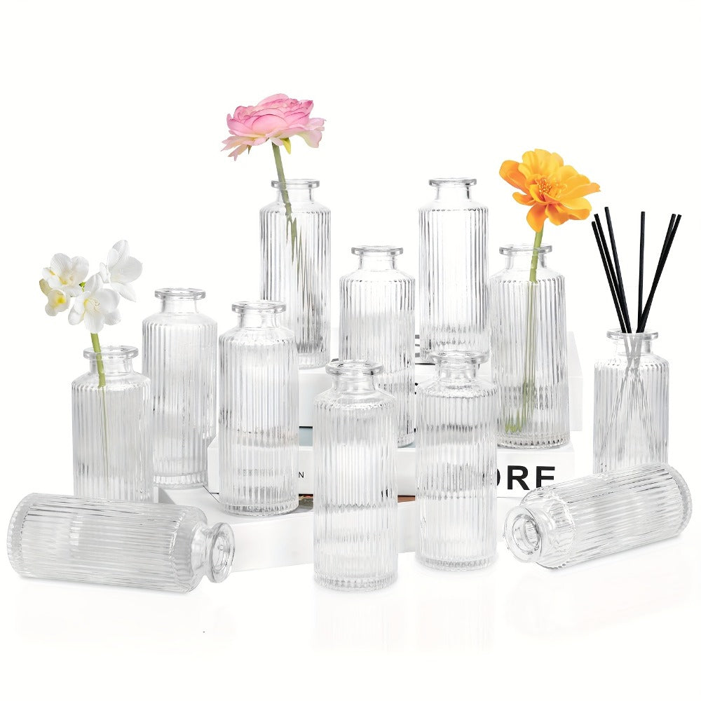 Mini Bud Vases Set - Modern Striped Clear Glass Flower Vases for Wedding Centerpieces, Birthday Party, Anniversary, Home Table Decor, Multiple Sizes 12/24/36 Pcs - product image 11