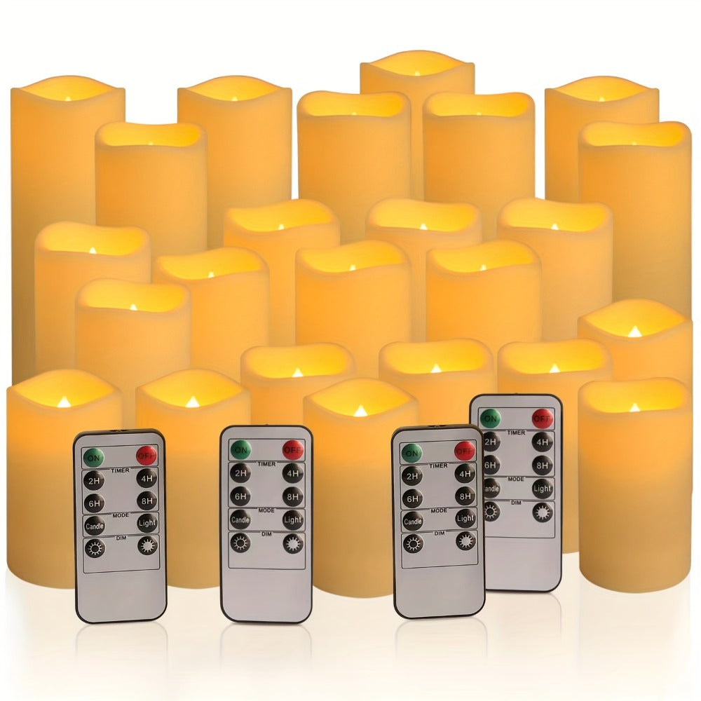 Flameless LED Candles 24pcs with 4 Remote Controls Timer Waterproof IP44 Battery Operated 4 5 6 Inch Warm White for Wedding Halloween Home Decor Indoor Outdoor - product image 2
