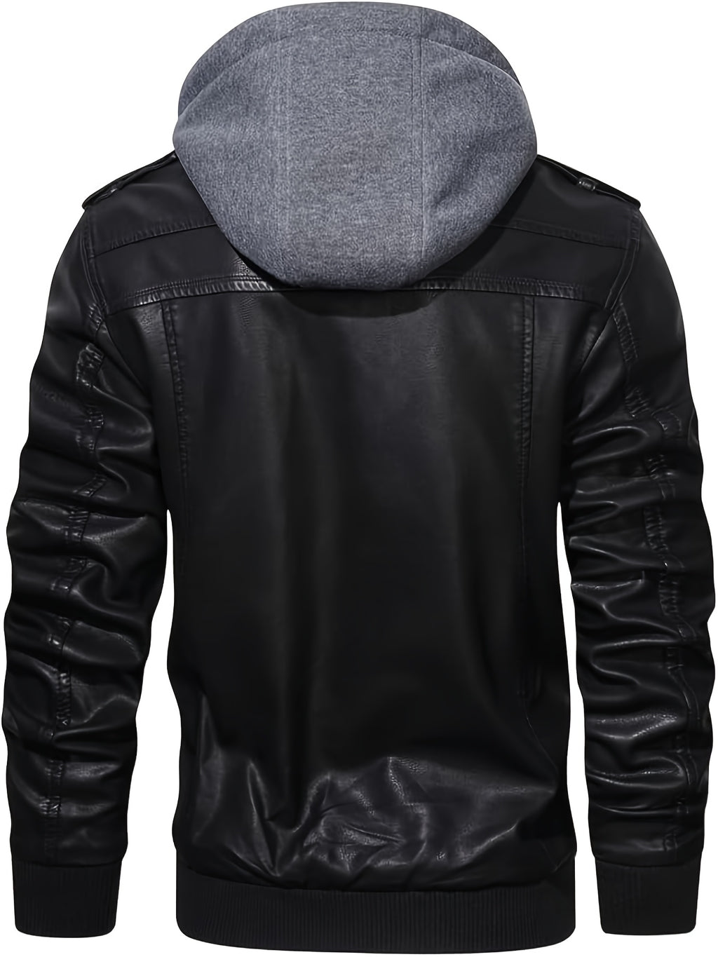 Men's High Quality Windproof PU Motorcycle Bomber Jacket with Removable Hood & Belted Hoodie Suitable for Riding, Winter, Spring, Fall - -Tear Windproof Bomber - product image 2