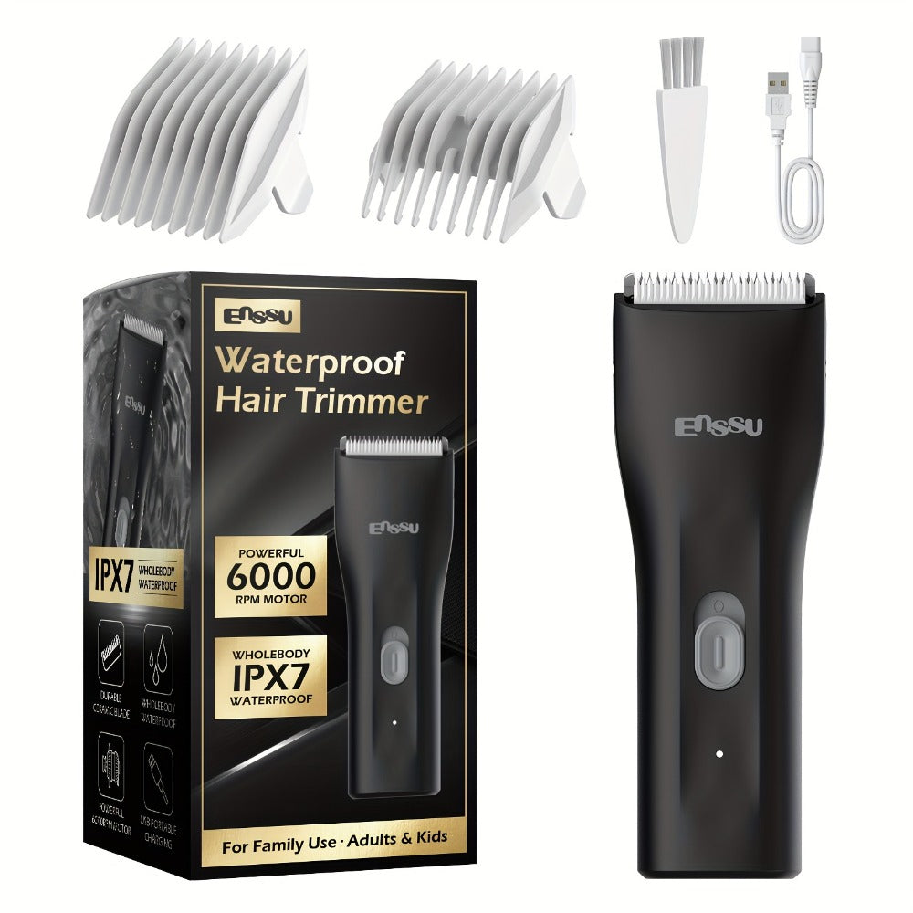 Manscaping Trimmer for Men IPX7 Waterproof Ceramic Blade Electric Groin & Pubic Body Hair Shaver – LCD Battery Display Replaceable Head Safe Grooming Tool, Black Blue White - product image 21