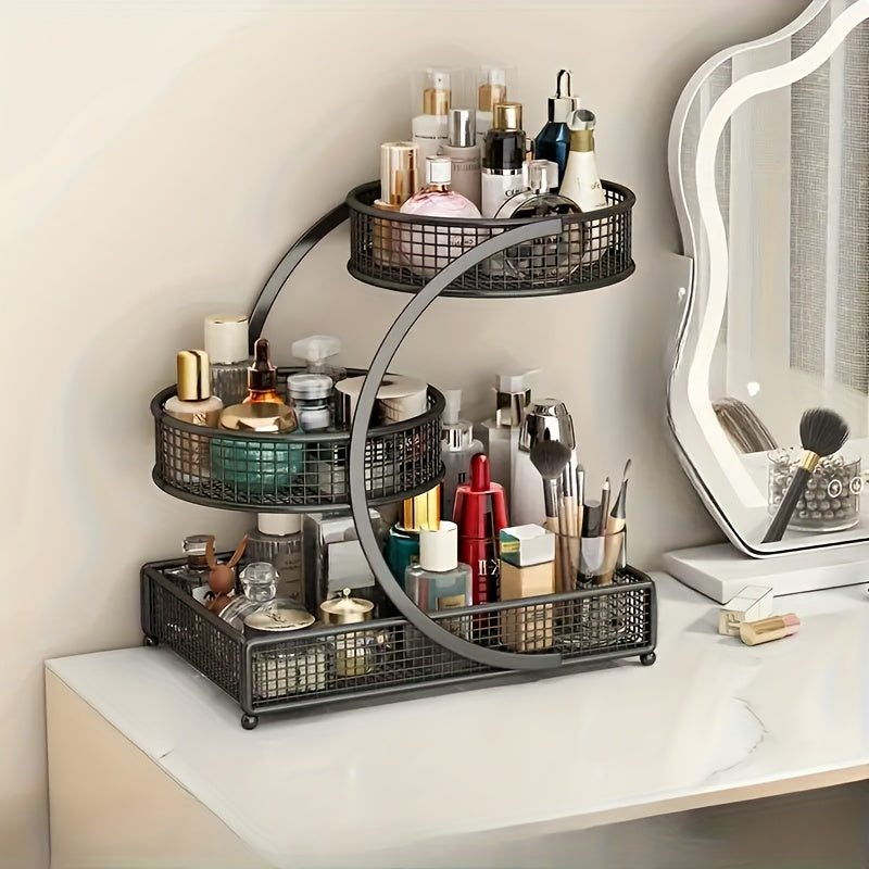 3-Tier Mesh Metal Bathroom Countertop Organizer - No-Installation Makeup Storage Rack, Tiered Vanity Shelf for Lipstick, Brushes & Skincare Bottles, Bronze Finish Space-Saving Cosm - product image 10