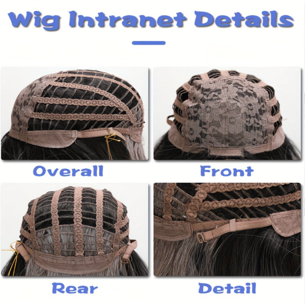Rose Net Cap Synthetic Wig with Bangs 12 Inch Multi Color Breathable Soft Cap for Women | Light Yellow Gradient Brown Red Highlights Light Brown | Daily Wear Cosplay - product image 9