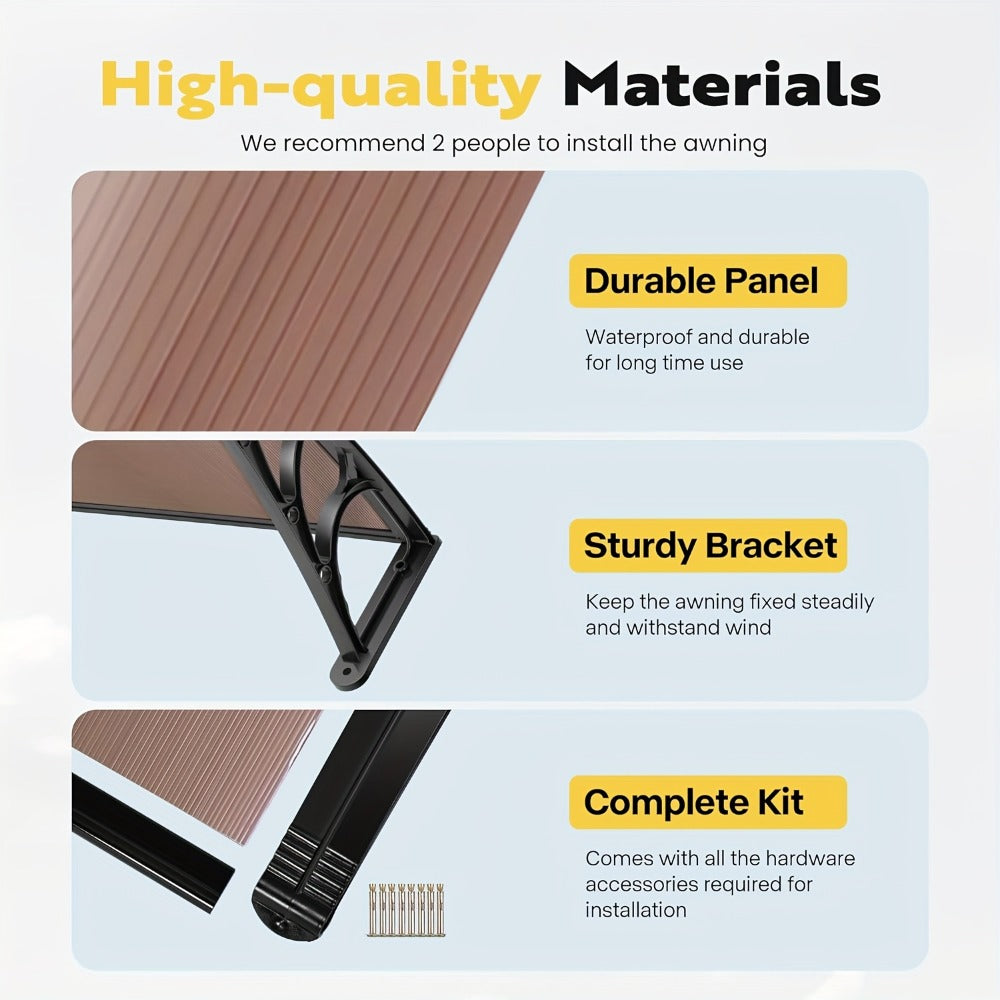 Door Window Awning Canopy 120x38 Inch Polycarbonate Rain Sun UV Snow Shield with Aluminum Bracket Easy Install Outdoor Porch Patio Entrance Shelter - product image 11