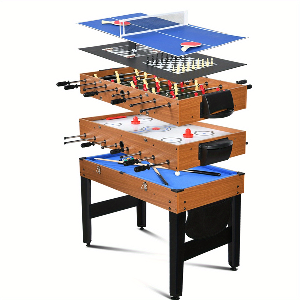 7-in-1 Multi Game Table Combo Set Foosball Hockey Ping Pong Billiards Chess for Home Game Room for Everyday Use - product image