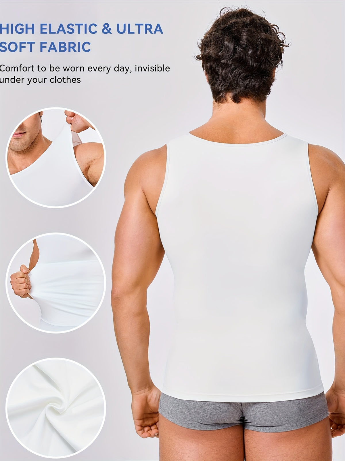 Men' Compression Shirt & Body Shaper Vest - High-Elastic Workout Tank Top with Abdominal Toning, Tight-Fit Shirt Suitable for Gym, Post-Surgery, Year-Round - product image 2