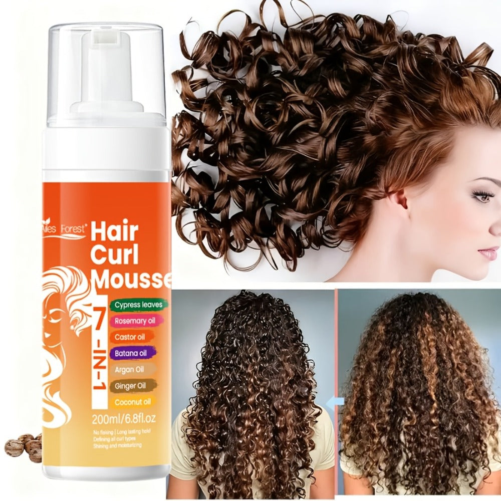 Curl Defining Hair Foam Mousse 200ml Moisturizing Smoothing Styling for Natural Fluffy Elastic Curls | Frizz Control for Wavy Coily Hair | Men & Women 6.76oz - product image 7