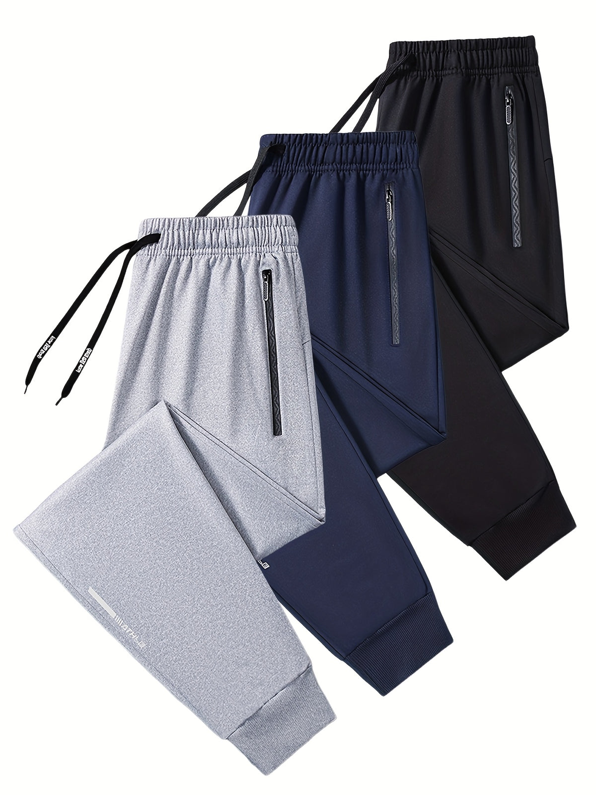 3pcs, Men's Pants Sports Casual, Stretch Loose, Premium, Zipper Leg Pants, Outdoor, Gifts, Men's Sweatpants, Sweatpants Men, Joggers for Men, Pants for Men - product image 2