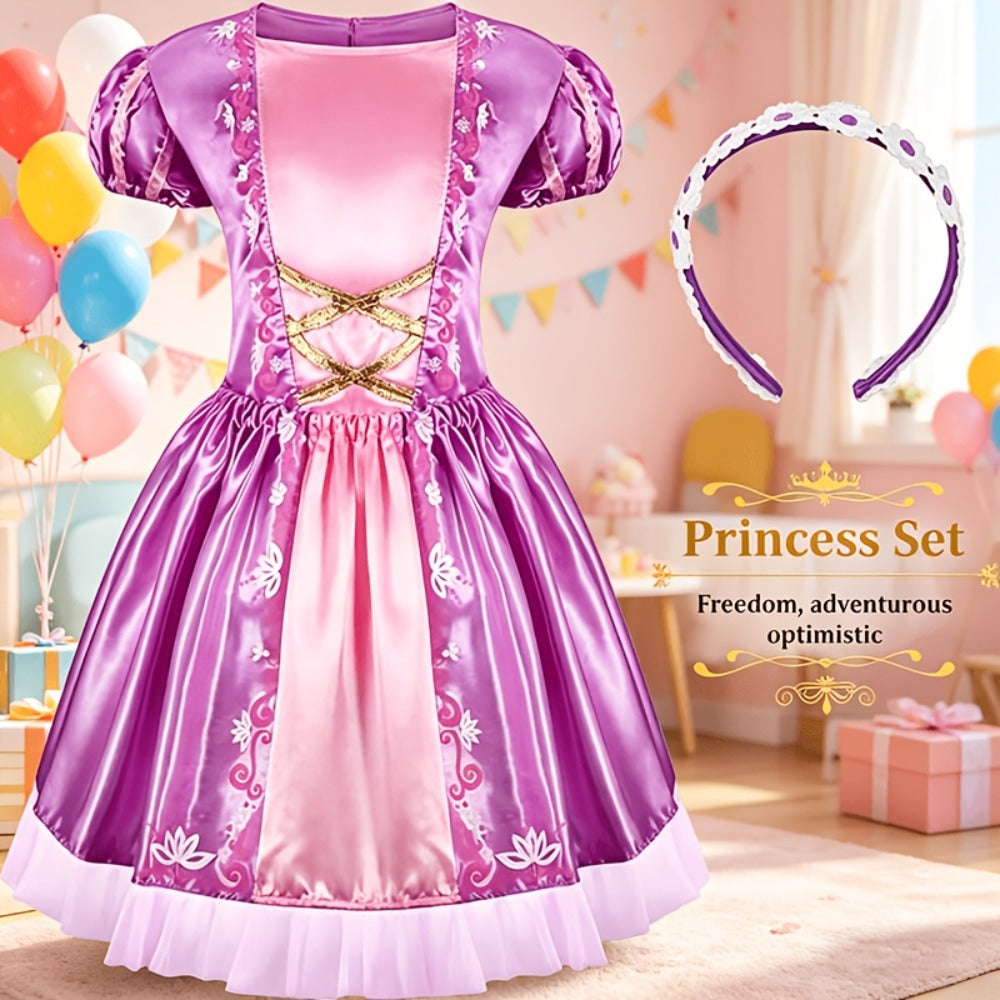5 Role Play Outfits with Crowns, Earrings & Storage Box, Toddler Princess Costumes for Girls Ages 3-6, Birthday Gift | Girls Princess Dress Up Costume Set 14pcs