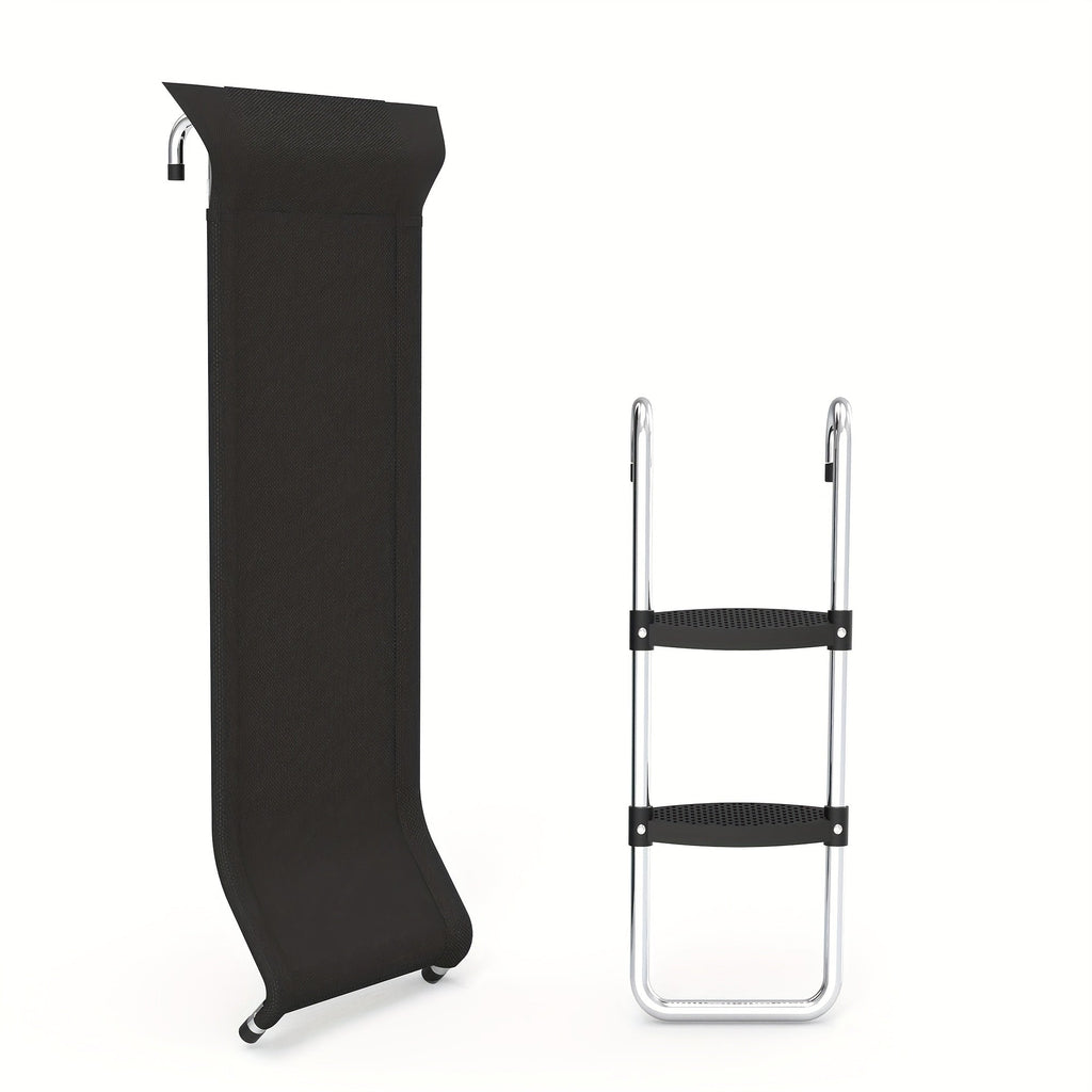 2-Step Wide Safety Ladder Stairs with Strong Tear-Resistant Slide for Trampolines, Ages 14+, PE & Galvanized Steel Construction | Trampoline Ladder & Slide Kit