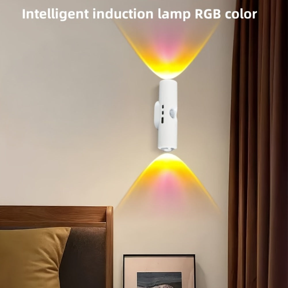 Cat Eye LED Wall Light Motion Sensor – 6 Pack USB Rechargeable Night Lamp, 3 Color Settings, Wireless Auto Sensing No Wiring for Bedroom Stairs Closet Bathroom Hallway (RGB / Three - product image 12