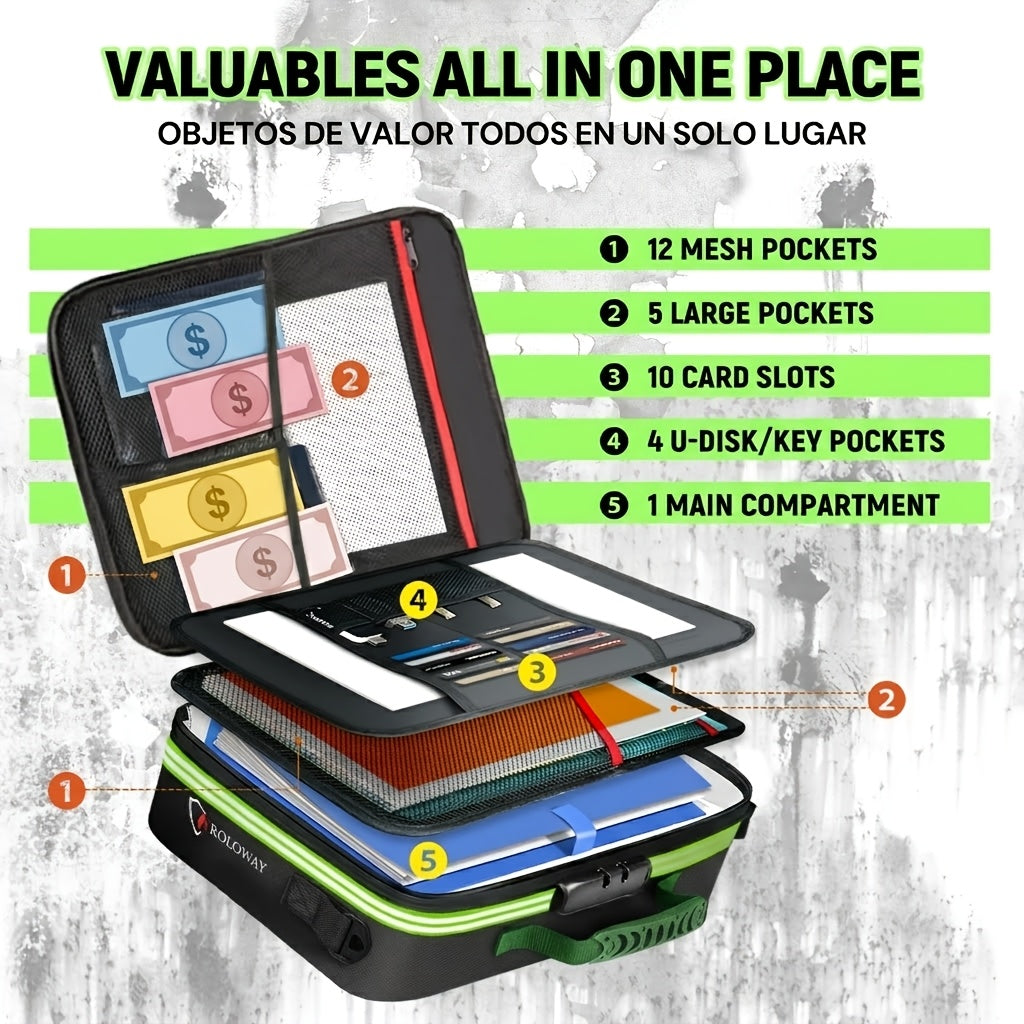 Fireproof Document Bag With Lock - Extra Large 17 X 11.8 X 5 Inch, Important Document Storage Bag With Multi-Layer File Organizers, Portable Safe Storage Bag - product image 7