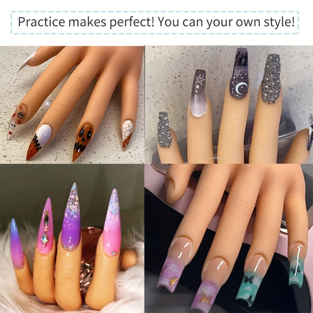 Silicone Nail Practice Hand Model with Desktop Stand - Flexible Realistic Fake Hand for Nail Art Training, Beginner Practice Glove Set for Nail Tech Students Home Salon - product image 6