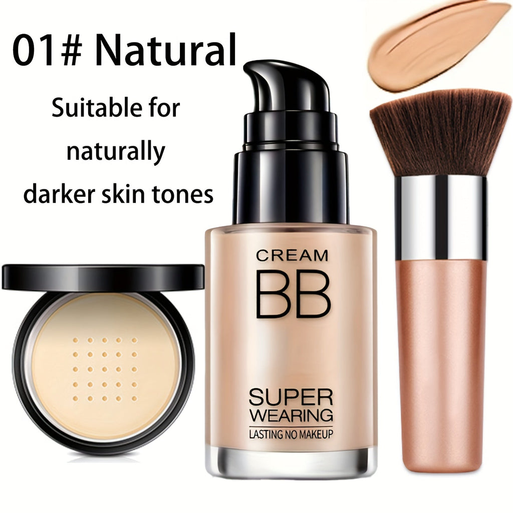 BB Cream Makeup Kit with Loose Setting Powder Brush & Sponge — Full Coverage Waterproof Long-Lasting Hydrating Foundation Set for All Skin Types, Women Beauty Gift - product image 17