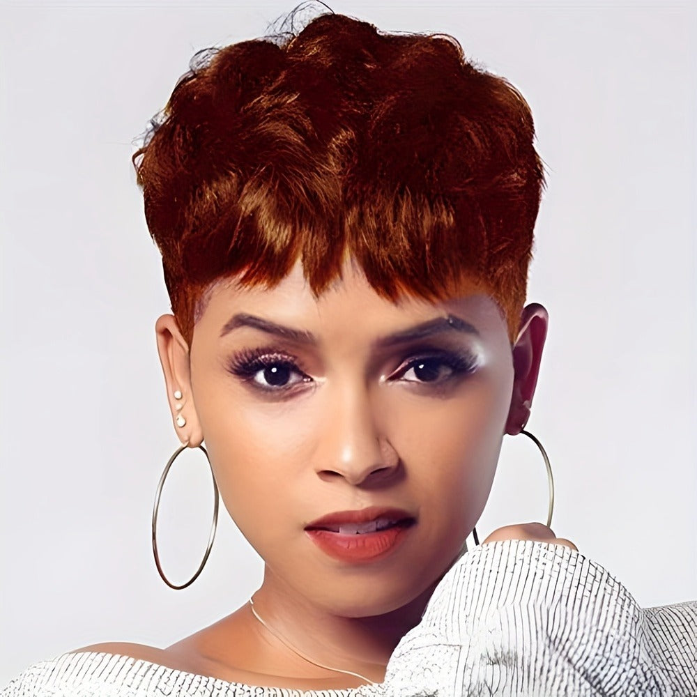 Body Wave Pixie Wig 8 Colors Short 4 Inch Synthetic Heat Resistant Rose Net Cap – Black Brown Red Blue Purple Green | Women Daily Wear Party Cosplay Fashion Wig - product image 11