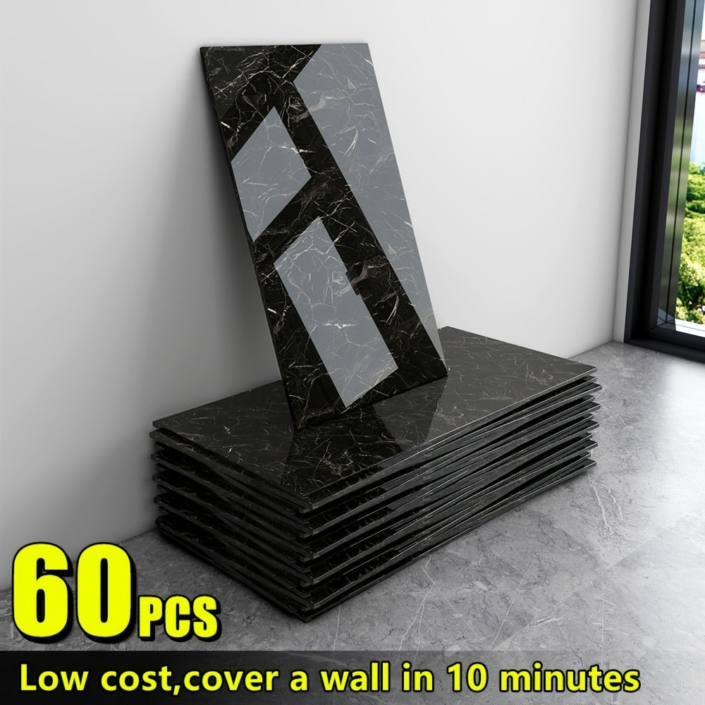 Marble Peel and Stick Wall Panels Self-Adhesive 3D Decorative Tiles - Glossy Marble Sheets for Bathroom Kitchen Living Room - Removable Vinyl Planks White Grey Black Imitation Ston - product image 25