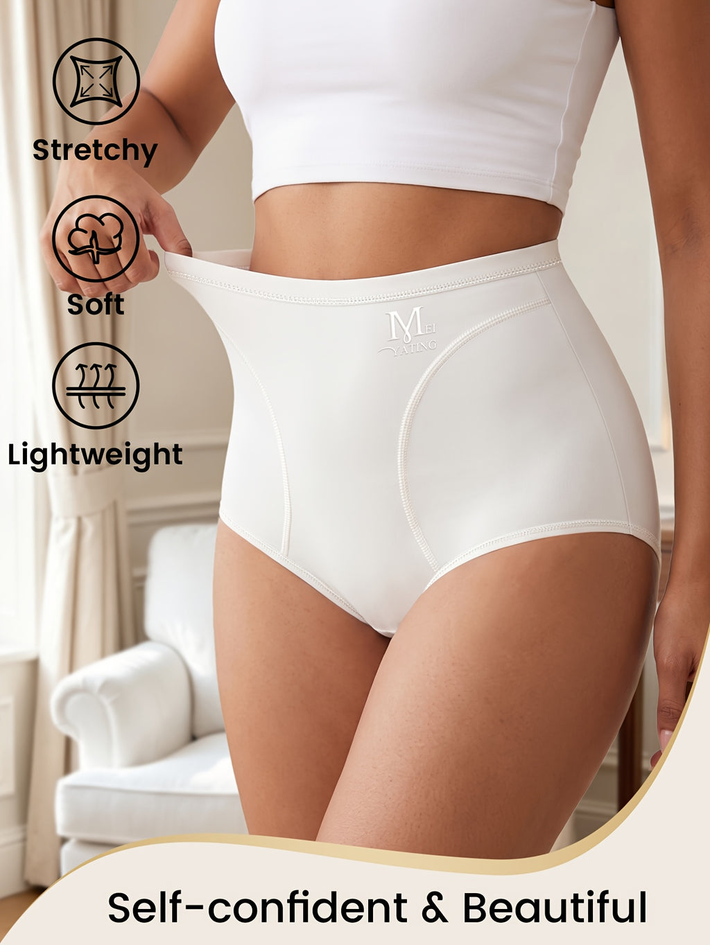 5Pack Plus Size Women's Briefs Extra High Waist Belly Tuck Ice No Marks Women's Panties Briefs Comfortable Fit Body Shaping Buttocks Lift Summer Thin - product image 11